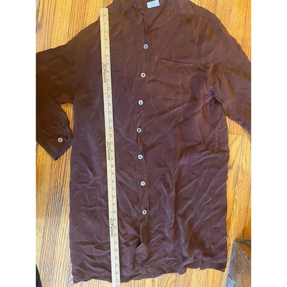 Click Top 100% Tencel Brown Button Shirt Women’s Medium - Picture 7 of 8